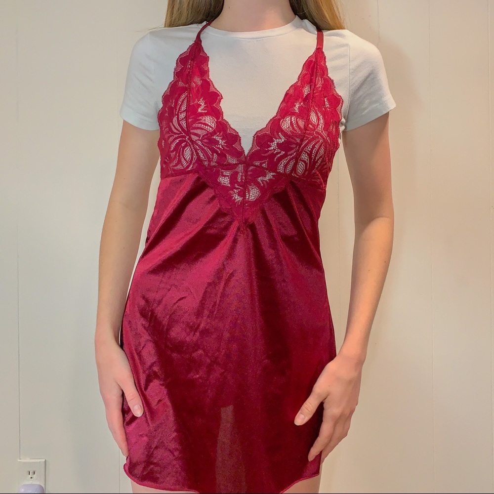 burgundy lingerie slip